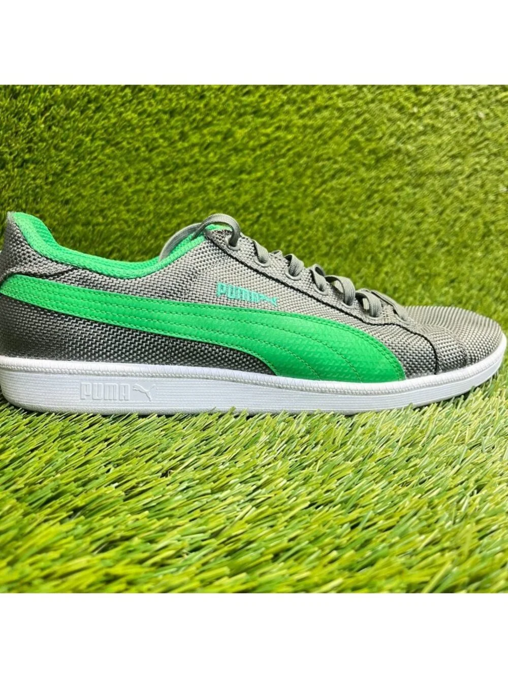 Puma Smash Ripstop Mens Size 11 Gray Green White Athletic Running Shoes Sneakers